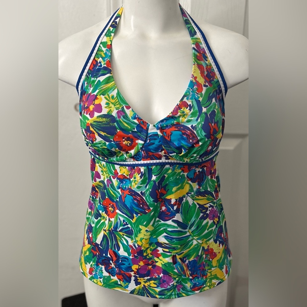 Lands' End Blue and Green Bikini Halter Top